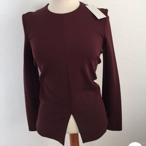 COS Burgundy Jersey with Drape Detail Blouse